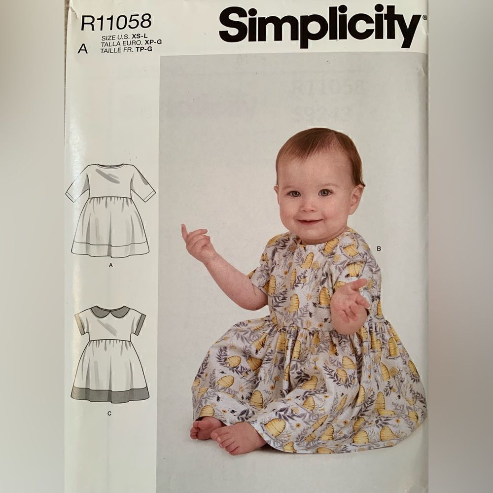 Simplicity size XS baby dress sewing pattern